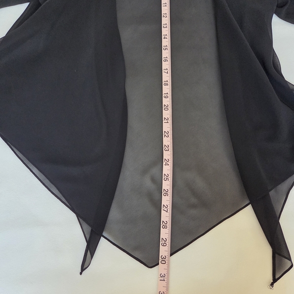Ursula Of Switzerland  Black Sheer Women's Top Open Front Jacket Topper Medium - Picture 3 of 5